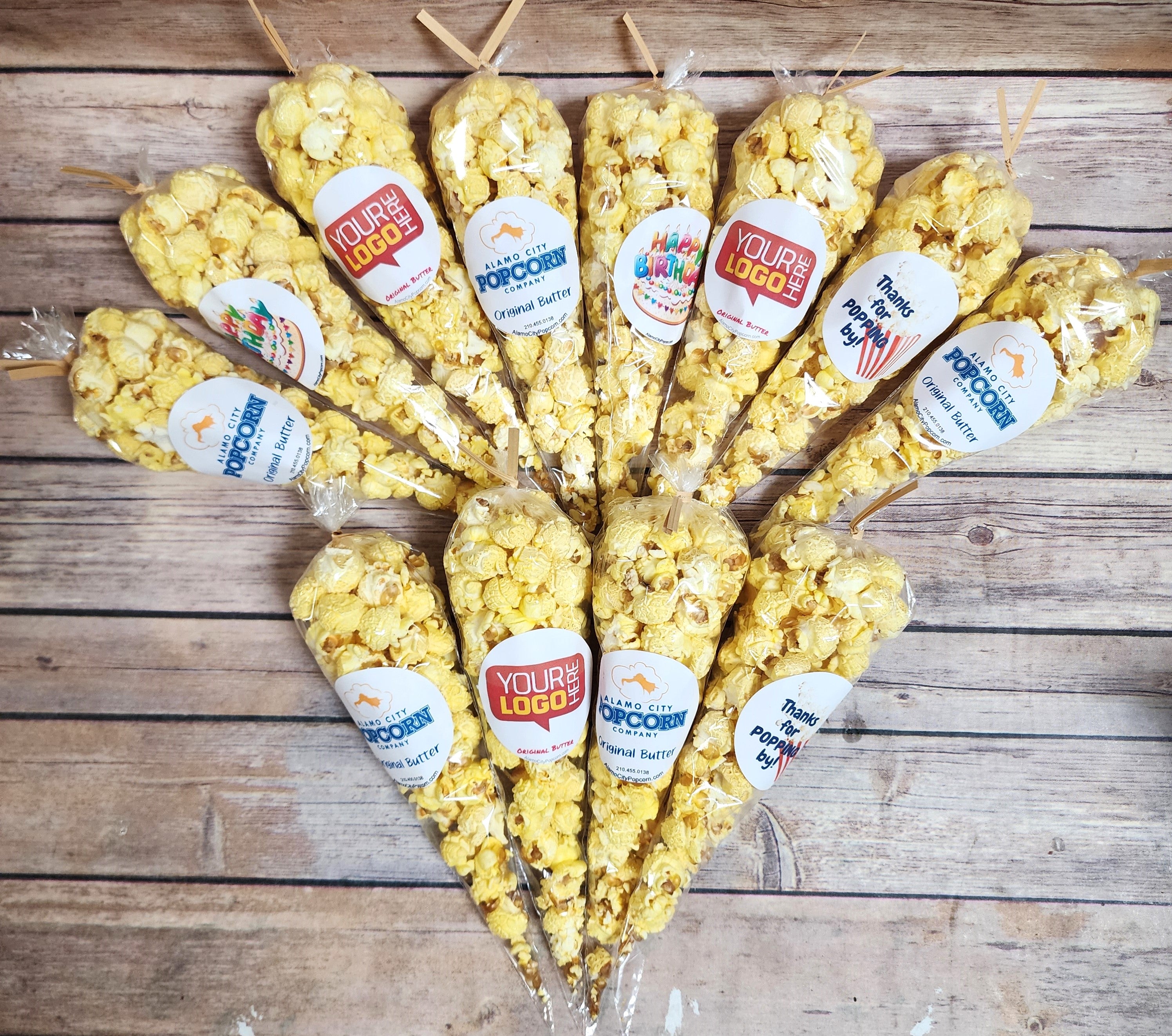 CUSTOM Popcorn Cones 25 Pack - Original Butter