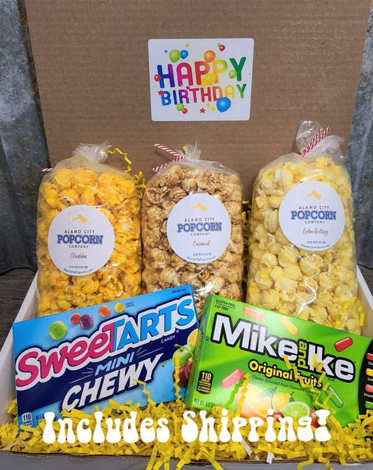 Birthday popcorn and candy gift box