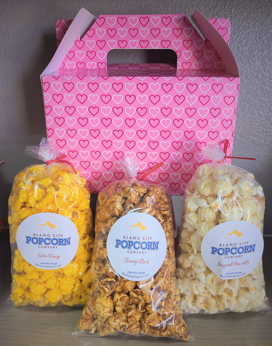 Valentine Gable Box: 3 Gourmet Popcorn Bags